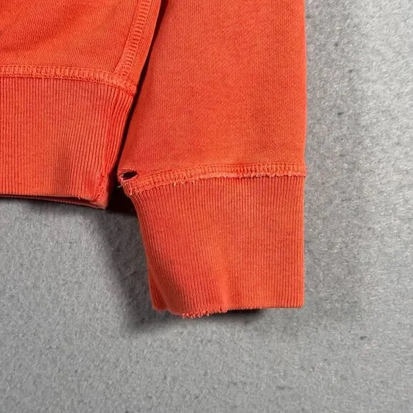 Lucky Brand Vintage Inspired Hoodie Sweatshirt Women XS Orange Fleece Distressed - Picture 11 of 12